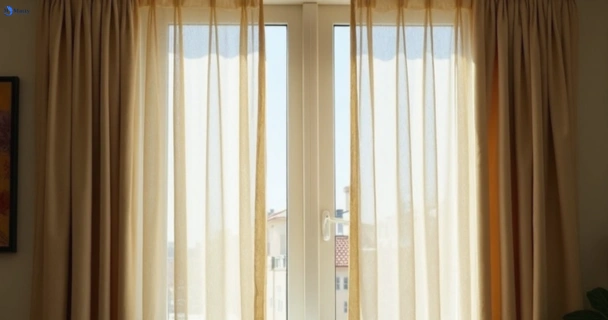Dusty and dull curtains in parklands before steam cleaning